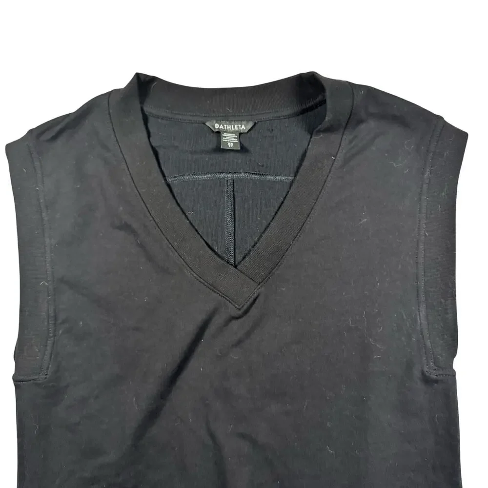 Athleta Retroberry V-Neck Sleeveless Sweatshirt Tee Black Women's - Size XS - Picture 3 of 9